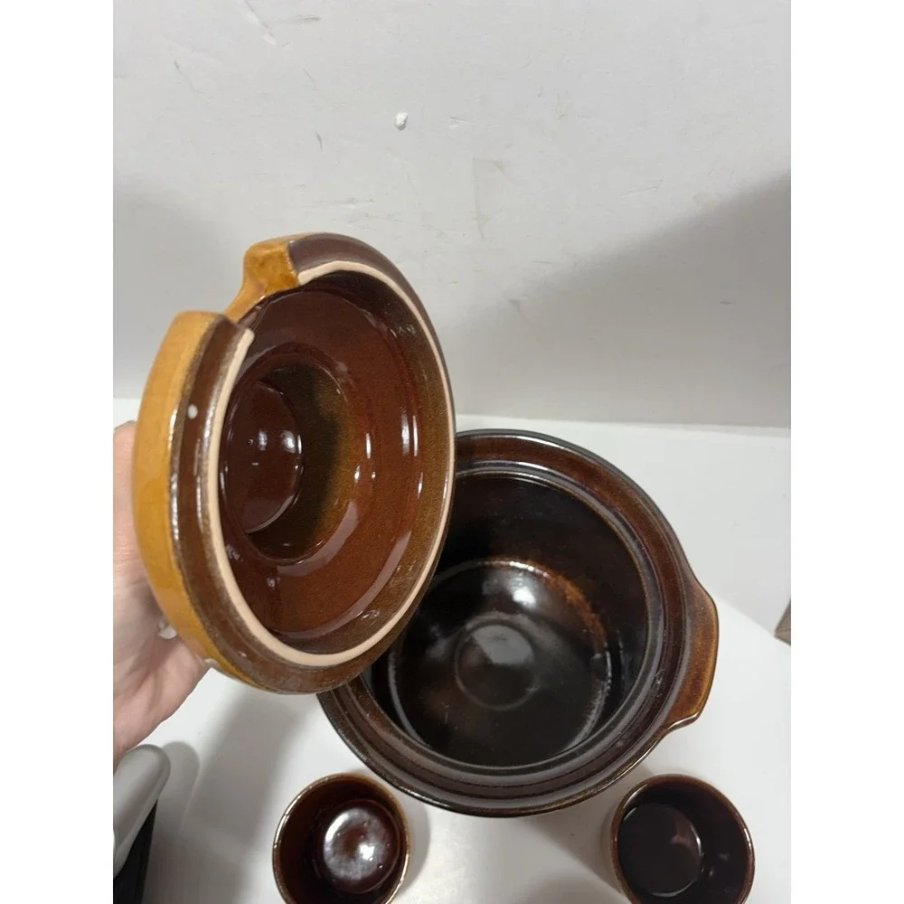 Scheurich Keramik 824 West Germany Pottery Rumtopf Cider Jar Strawberry & 6 cups
